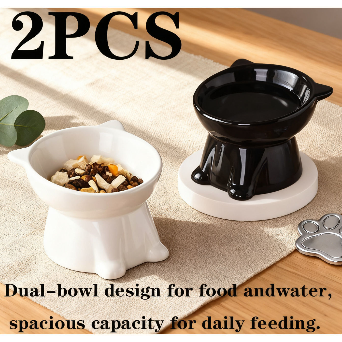 2pcs elevated pet bowls with 15 tilt anti vomit raised pet feeding bowls   cervical and   non slip wide base durable plastic material suitable for cats and small dogs for   wet and dry food practical pet gift