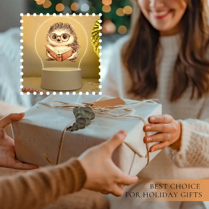 1pc hedgehog night light cute hedgehog reading with glasses usb powered led bedside lamp warm white light for bedroom living room study birthday housewarming gift for book lovers home decor safe low voltage 36v ideal adults Product details 5