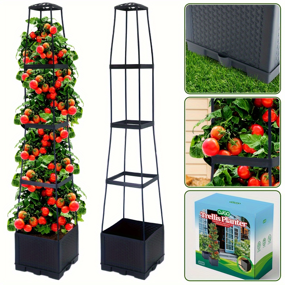 Image of 57 Inch Self-watering Tomato Planter Box - With Stand And Ladder, Garden Balcony Combo Plant Pot For Indoor & Outdoor Use