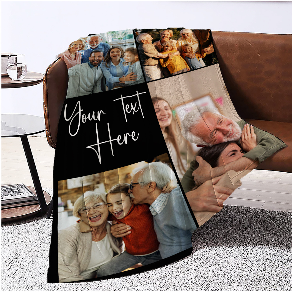 personalized family memories flannel throw blanket custom photo text soft cozy   couch bed office camping travel unique gift idea   photos birthday gift armchair details 5