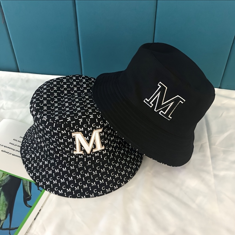 Image of New Fisherman Hat, Women's Face-lifting Small Bucket Hat, Embroidered Letter Sun Hat, Fashionable Men's Sun Hat