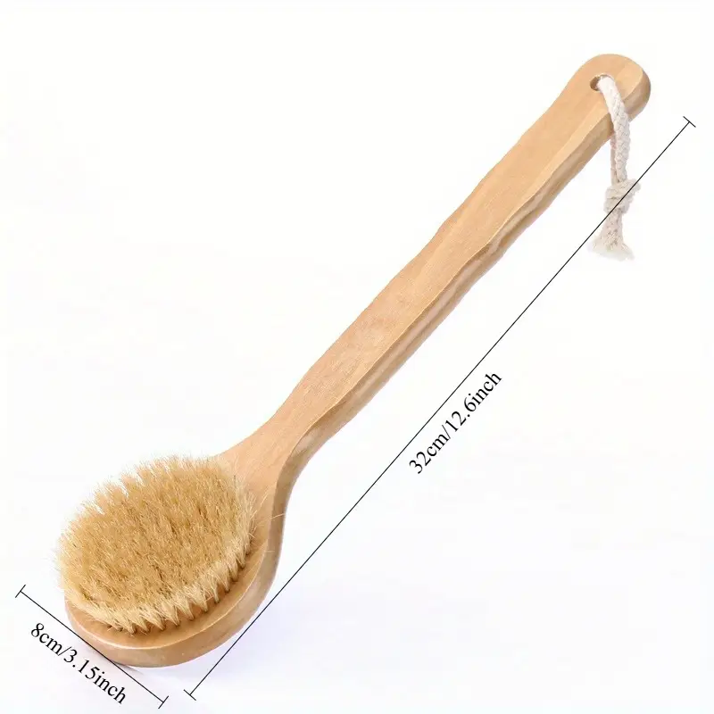 body brush long handled bathtub shower brush light beige exfoliation for bath tools manual back massage brush Product details 3