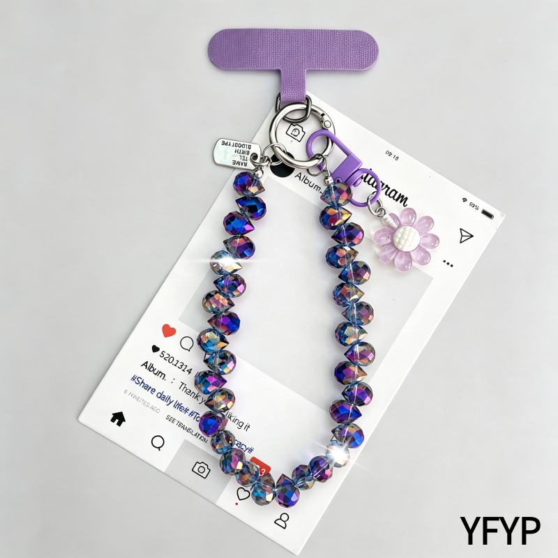 TEMU Colorful Transparent Iridescent Daisy Flower Pendant Charm, Phone Lanyard With T-shaped Fixing Clip, Portable Handheld Phone Strap Accessory,