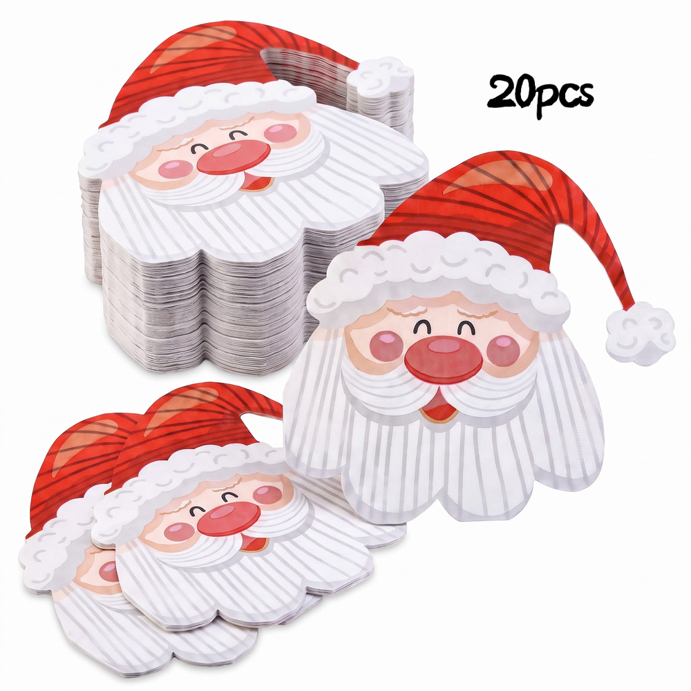 TEMU 20pcs Santa Napkins, Cute Santa Pattern Disposable Hand Wipes, High-look Christmas/ Napkins, Christmas Afternoon Tea/dessert Table Baking