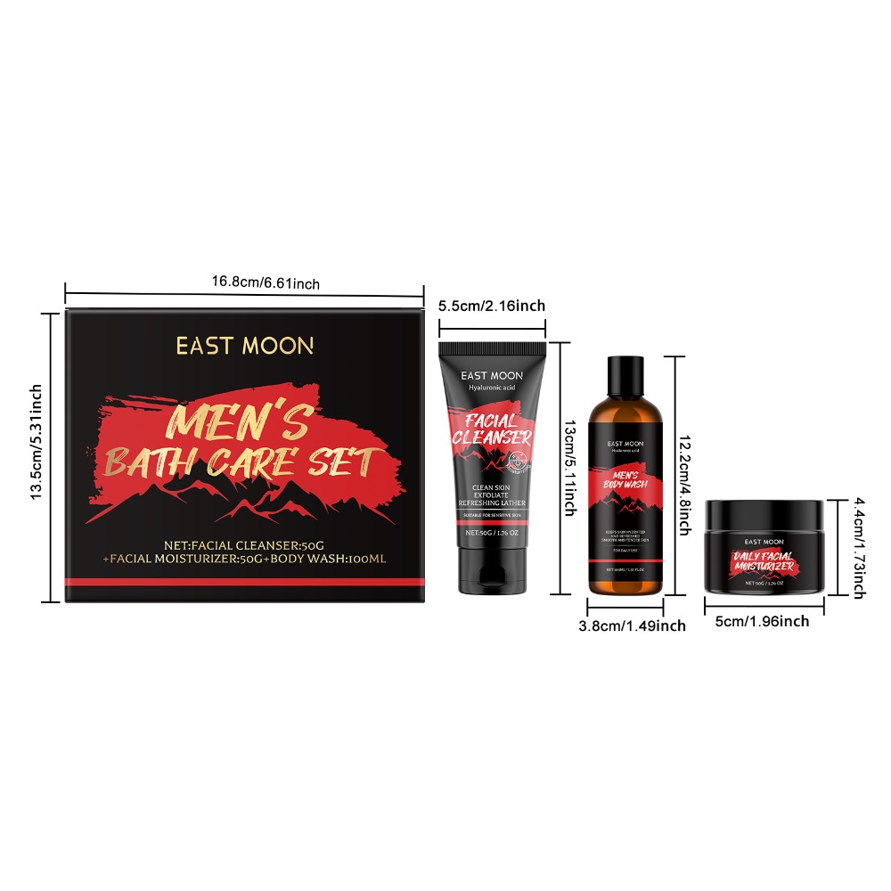 Kit de soin pour homme East Moon Men's Bath Light, multi-effet visage et corps, nettoyant, hydratant et revitalisant