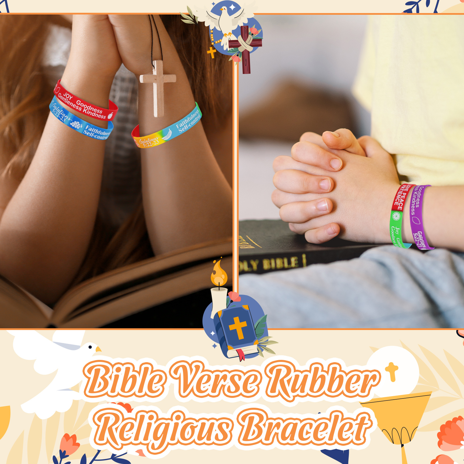 100pcs Fruit of the Spirit Inspirational Scripture Bracelet Set