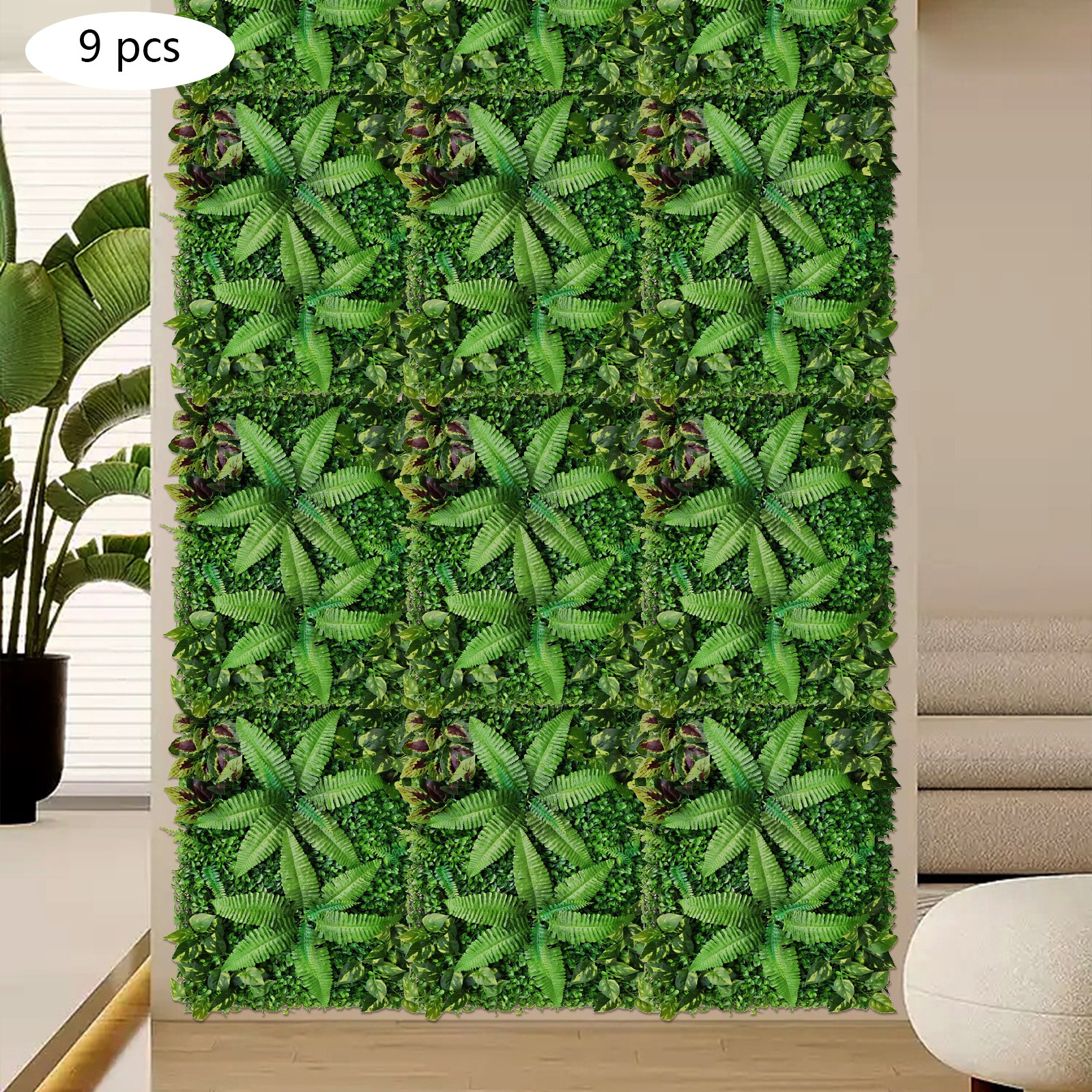 Image of 9pcs 23.62'x15.75'x1.57' Artificial Mat Greenery Panels Topiary Hedge Plant, Privacy Hedge Screen Suitable For Outdoor Garden Backyard Fence Fence Privacy Screen And Indoor Wall Decor
