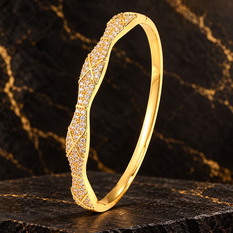 Women's 2pcs Copper Bangle and Stainless Steel Ring Set