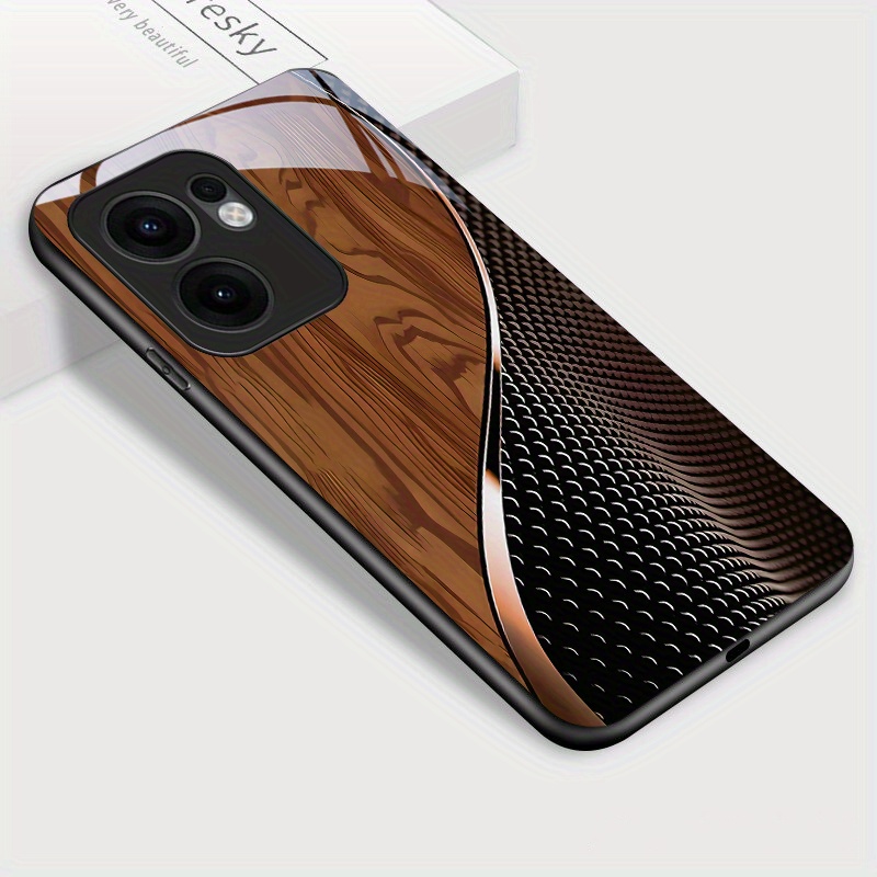 TEMU For Oppo Reno13 F Reno 13f Phone Case, Fashion Glossy Stylish Tempered Glass Casing Shockproof Back Cover, Mobile Accessory, Device Safety, ,