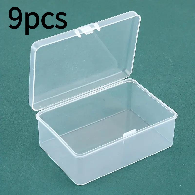 TEMU 9pcs Set Of Multifunctional Storage Boxes With Lids, Made Of Durable Plastic, Suitable For Organizing Office Supplies And Home Decor