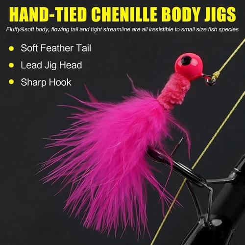 crappie jigs heads feather jigs lures with jig head hooks crappie fishing lure baits for panfish trout bass walleye 18oz 116oz 132oz