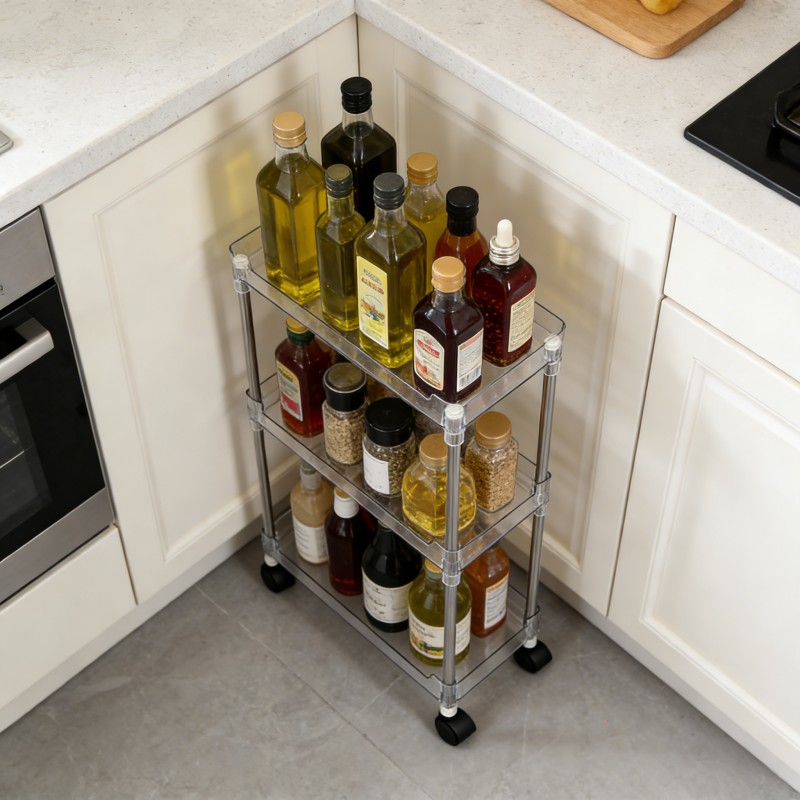 side standing storage shelf for home tight   kitchen storage trolley utility racks Product details 3
