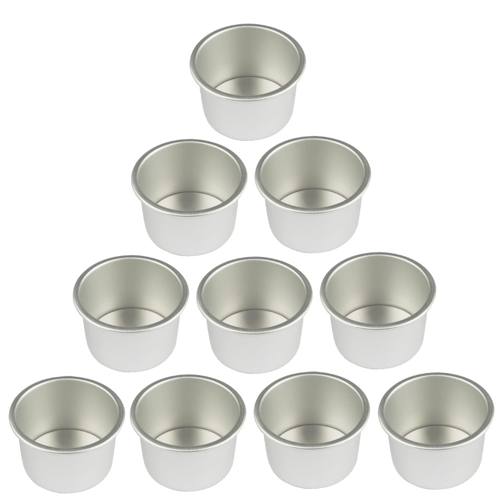 

10pcs 2-inch Round Aluminum Mini Cake Pans With Removable Bottom, Cheesecake, Bread, Pizza, Chiffon Fondant Molds For Diy Cooking And Baking Tools