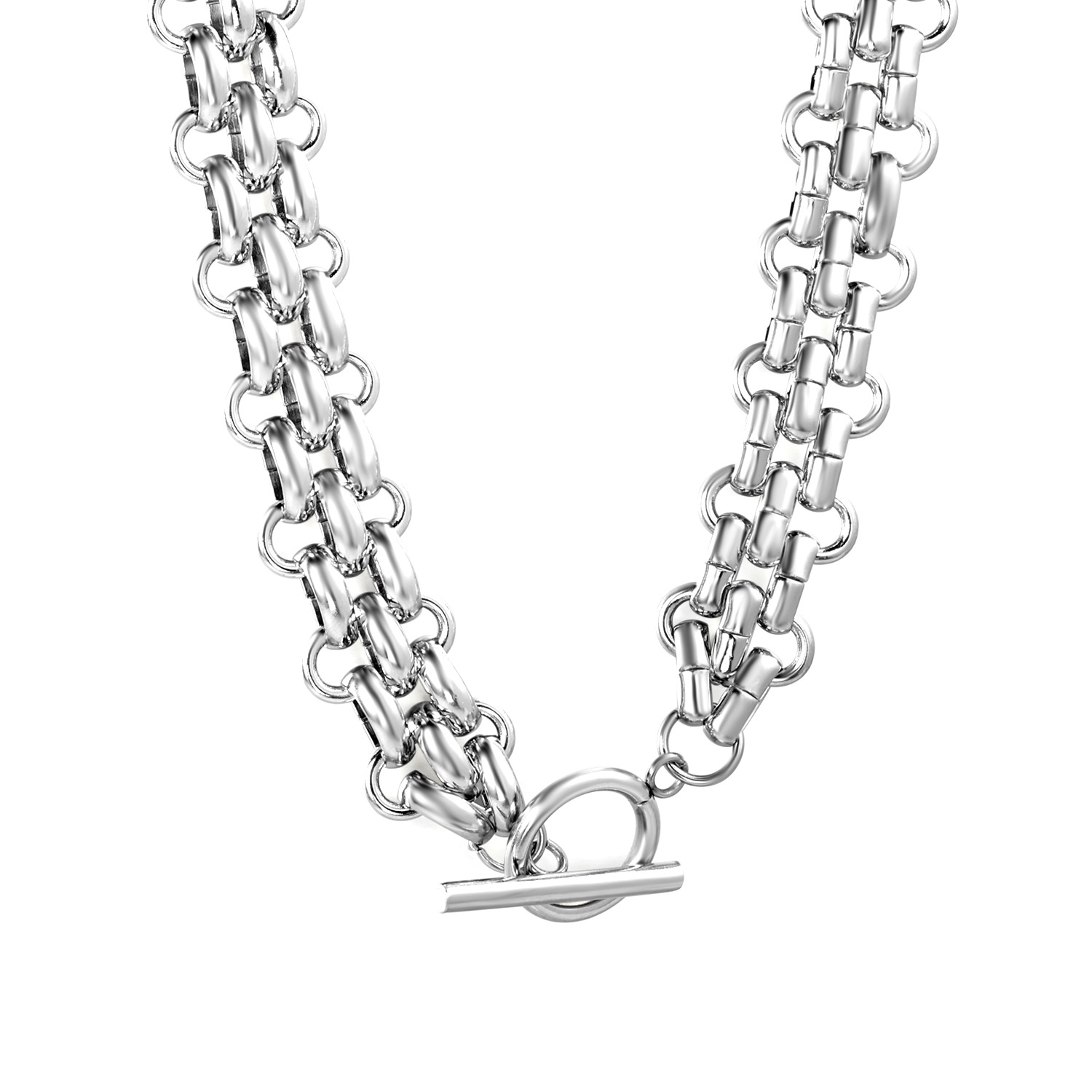 TEMU Collana con fibbia OT in acciaio inossidabile da 13,5 mm, 1 pezzo, catena minimalista neutra, unisex audace e sovrapponibile, per uso , vacanze,