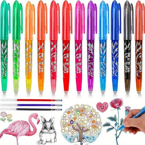 24pcs erasable colored pen set 0 5mm fine tip with built in eraser suitable for drawing and doodling vibrant gel pens are ideal for note taking and writing making them and school supplies great as birthday gifts
