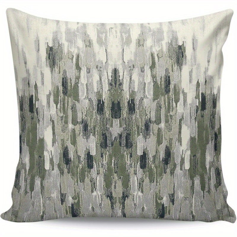 TEMU 1 stuks Moderne Abstract Groen en Grijs Penseelstreep Textuur Kussensloop - Zachte Luxe Kussenhoes met Ritssluiting, 18X18 Inch Vierkante