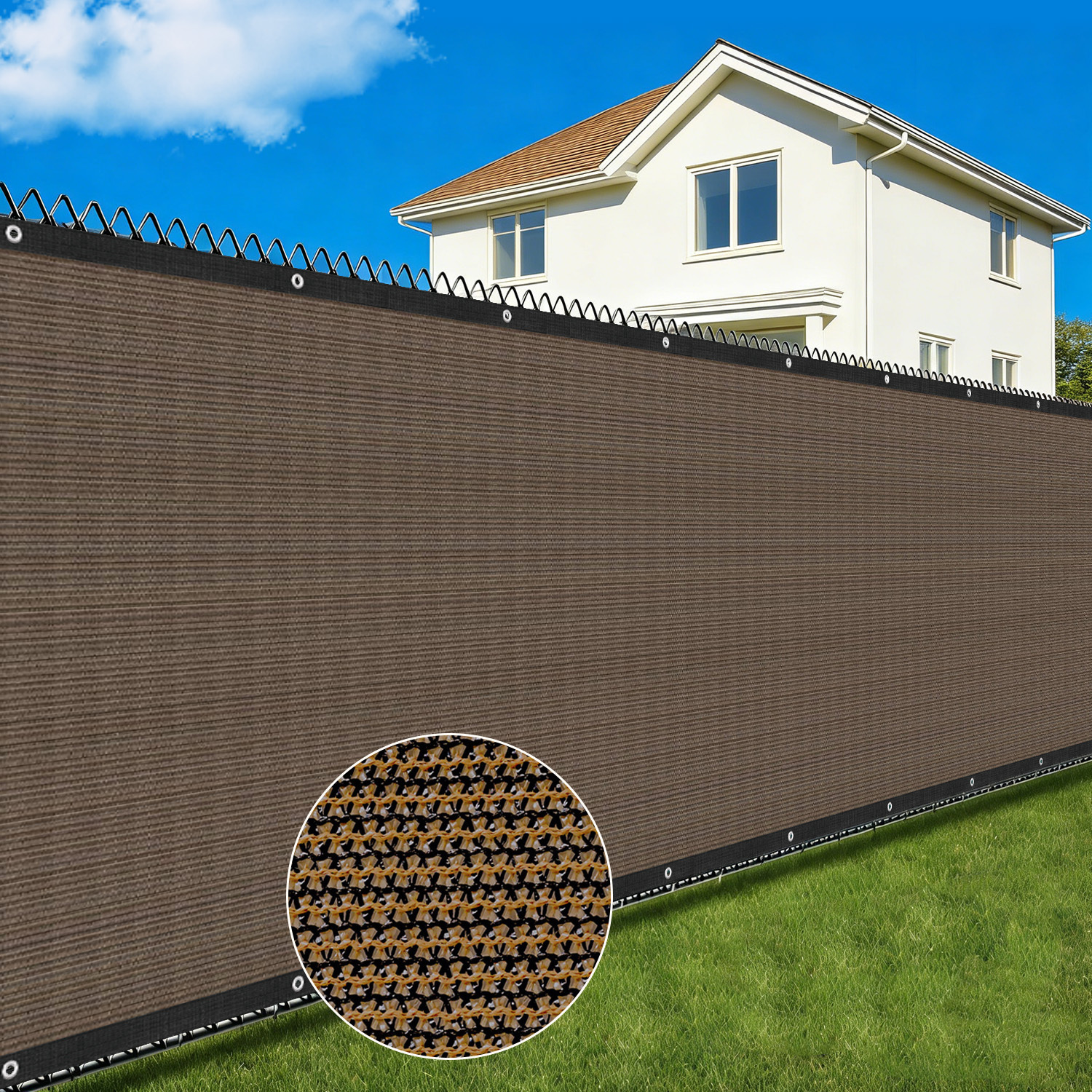 Image of Commercial Privacy Fence Screen, Thickened Hdpe Shade Netting With Reinforced Metal Grommets, 0. , Heavy Duty Outdoor Protective Mesh For Backyard Garden Patio