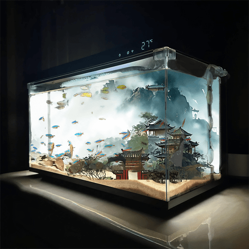1pc set realistic chinese aquarium background sticker self and removable suitable for backdrop decoration fish tanks accessory room decoration aquarium background wall decal
