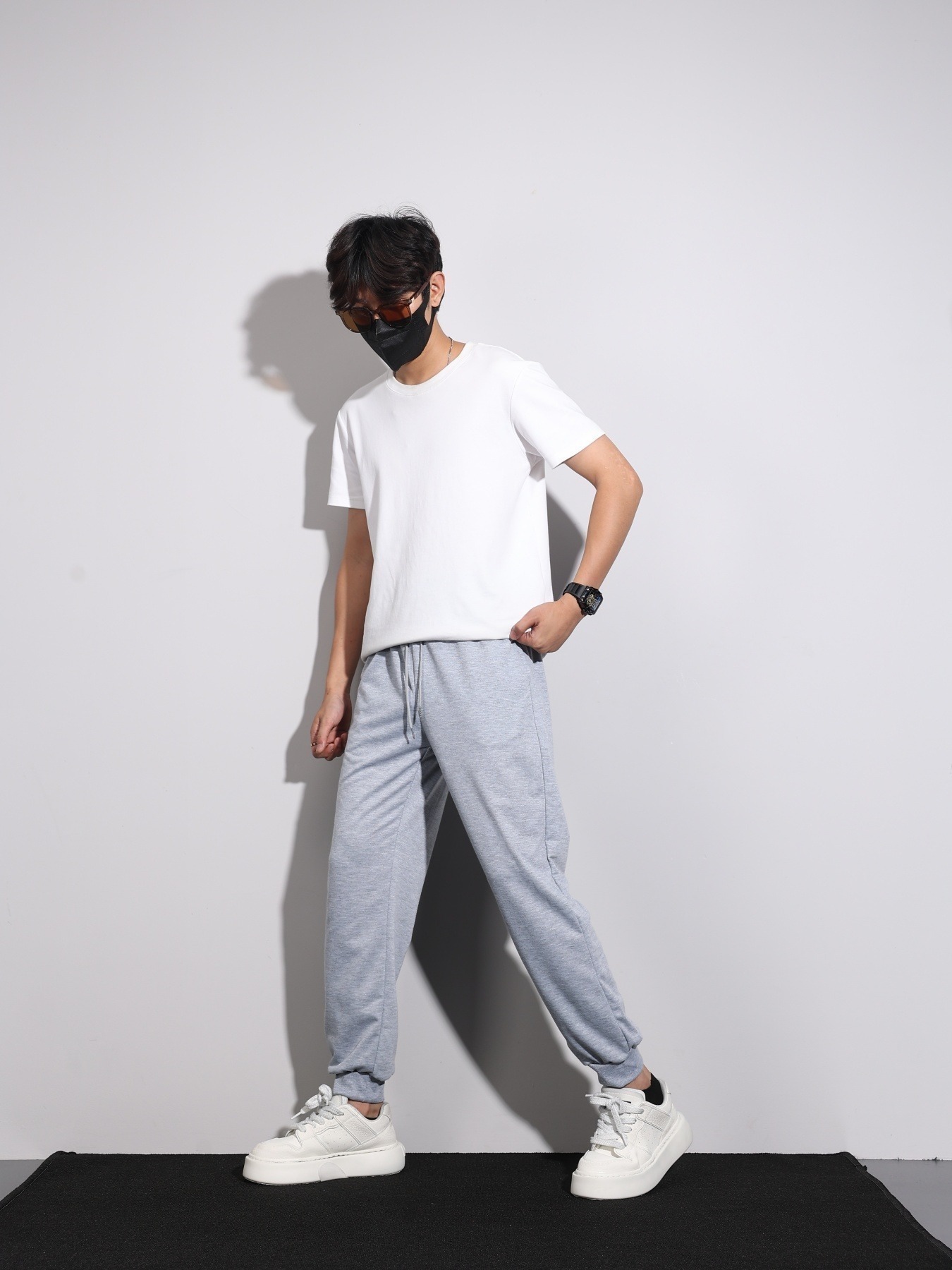 3pcs Men'S Athletic Joggers with Pockets - Black, White, and Gray, Non-Stretch Fabric, Regular Fit, Ideal for Gym, Training, and Outdoor Fitness, Jogger Men, Anti Tear Pant For Men, Tear Away Pant For Men, Trouser For Men, Track Pant Men, Men Trouser