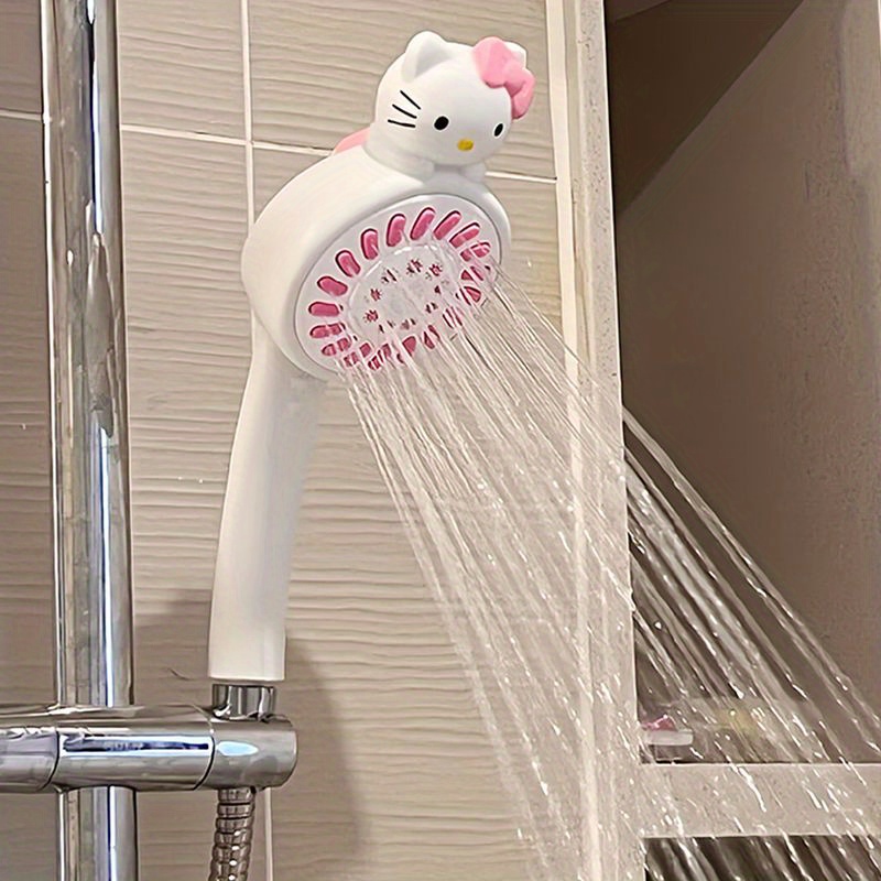 Image of Hello Kitty Shower Head - Adorable Hello Kitty Face Wall-mounted Bath System, Suitable For Standard Faucets, Plastic Bathroom Decor For Room, Bath, Gift For Fans,for Shower Use Only