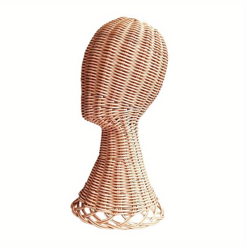 EXCEART Rattan-Mannequin-Kopfständer – Für Hüte & Perücken, Schokoladenbraun, 39x16 Cm
