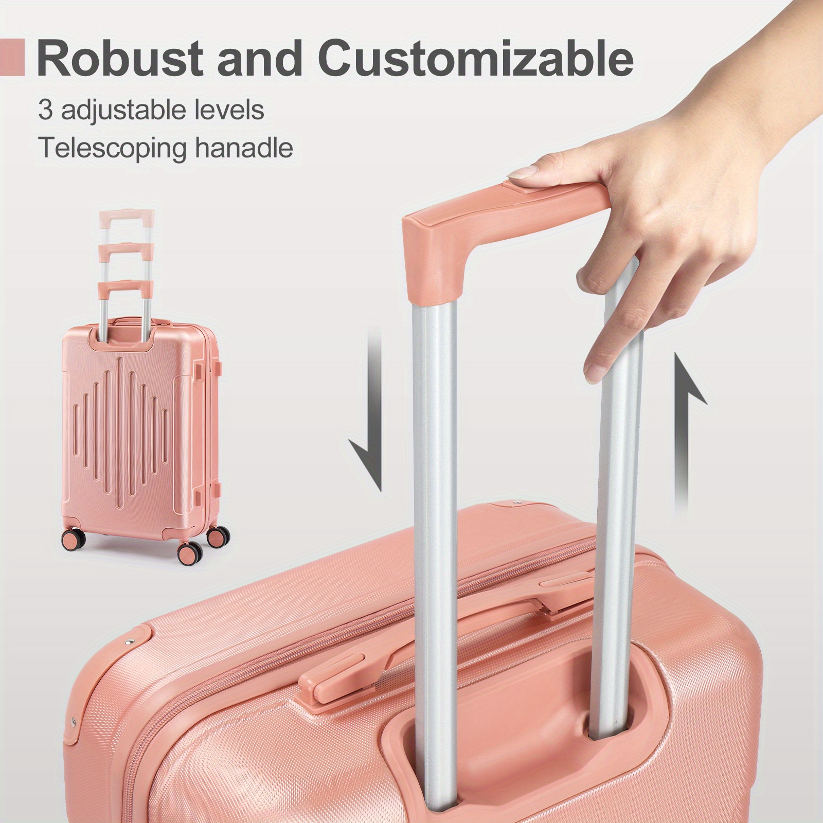 3pcs luggage with corner protectors 20 24 28 inch durable hard shell 360 spinner wheels multifunctional large capacity lightweight travel suitcase details 3