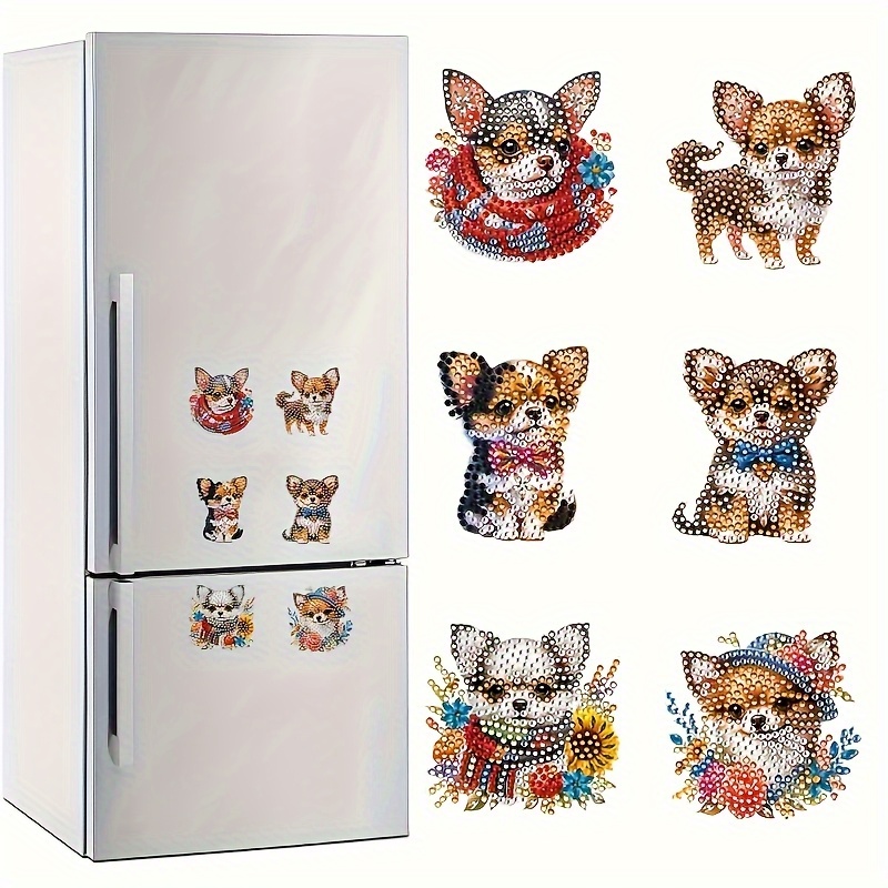 TEMU Ensemble de 6 Aimants pour Réfrigérateur avec Peinture Diamant Chien