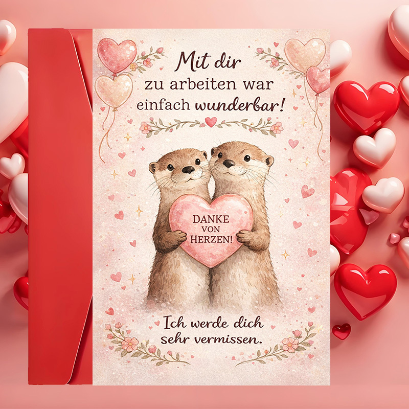 Image of 1 Greeting Card + 1 Envelopethank You Card With Cute Holding Heart Perfect For Colleagues Appreciation Farewell Gratitude And In Office Or Personal Use