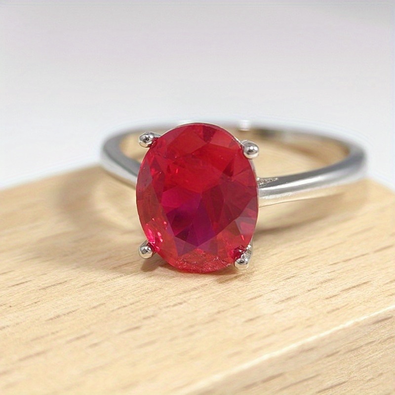 Women's 1 Carat Red Artificial Gemstone Ring, Daily Wear