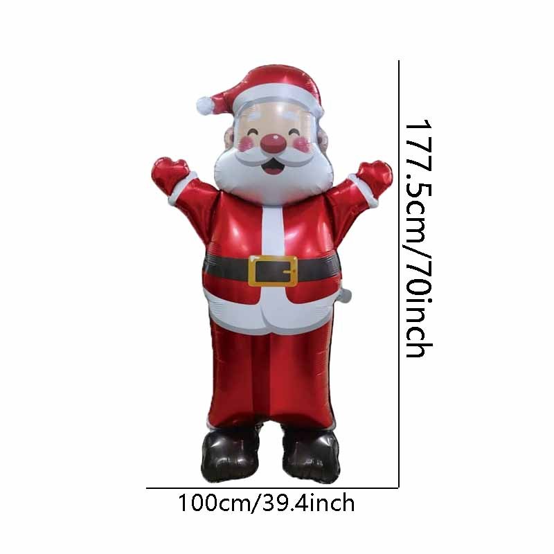 Image of 1/2pcs 70-inch Standing Three-dimensional Santa Claus Shaped Film Balloon, Christmas Shopping Mall Atmosphere Decoration, Indoor Theme Decoration Atmosphere Layout, For Halloween
