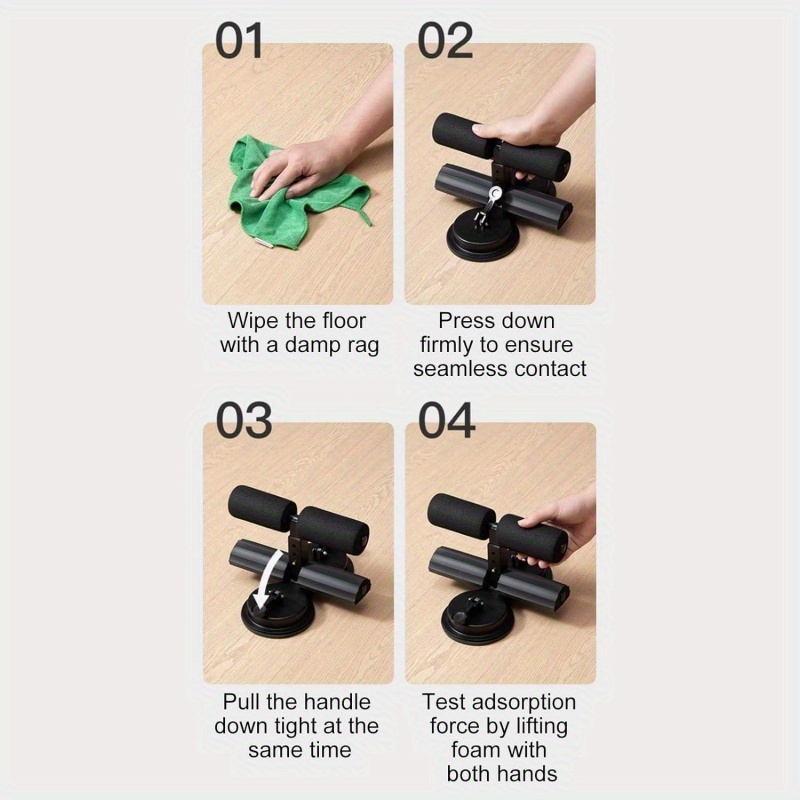 Adjustable Sit-Up Assistant Device with Dual Suction Cups, Stainless Steel, 3-Height Tension Ropes for Core Workouts - Home Fitness Equipment, Ideal for Easter Festival, Portable Fitness Equipment|Sleek Black Finish|Durable Construction, Gym Accessories
