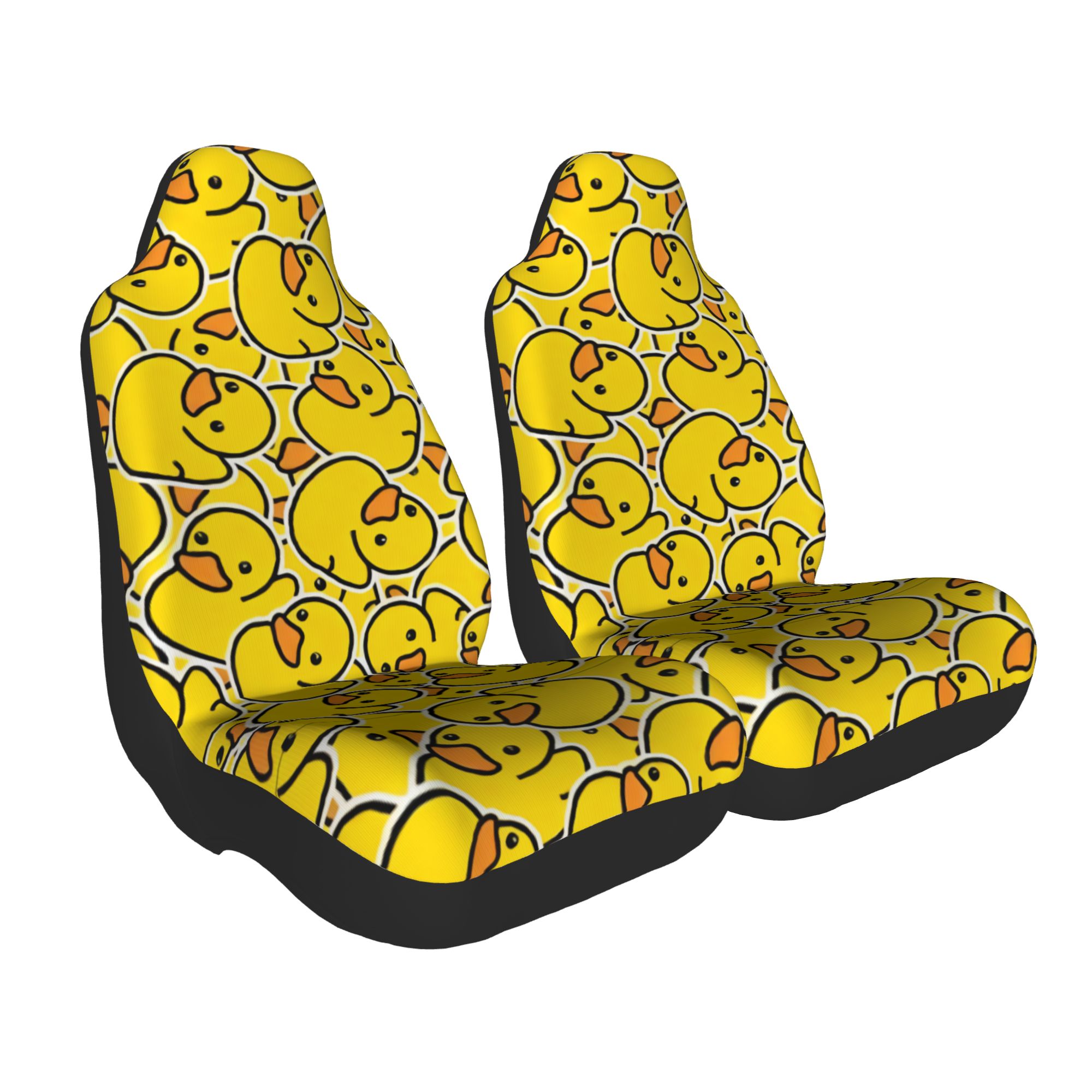 TEMU Set Of 2 Cartoon-style Yellow Duck Seat Covers Suitable For All Types Of Vehicles, Including Sedans, Suvs, And Trucks. Durable Front Seat