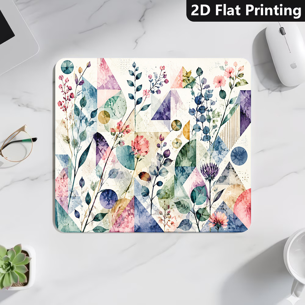item picture 2d flat 1pc botanical design mouse pad geometric style game table mat watercolor flowers durable   computer mouse pad for computers and tablets artistic mouse pad