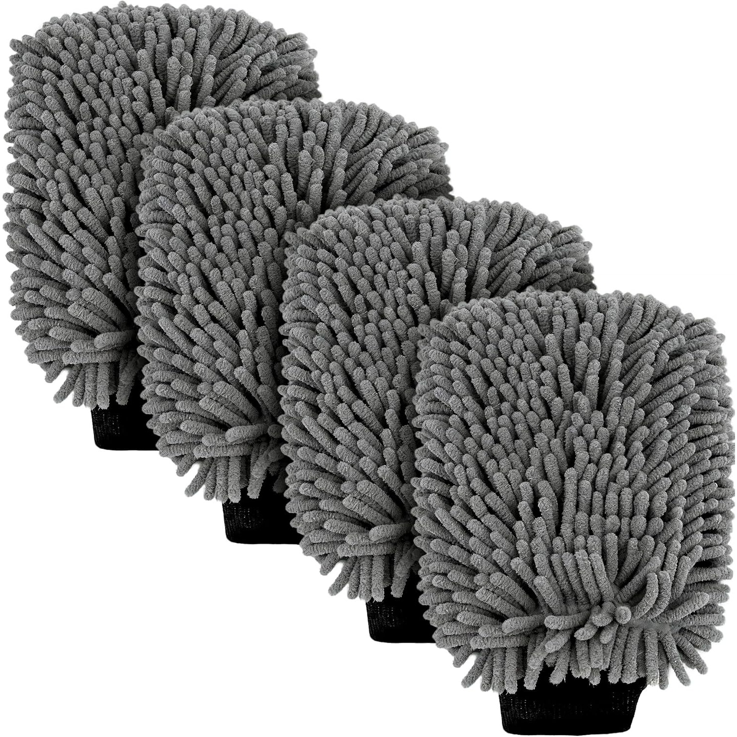 TEMU 4-pack And 8-pack And 12-pack Car Wash Mitts Premium Chenille Microfiber Scratch-free Rich Foam Absorbent Double-sided Perfect For Car Washing