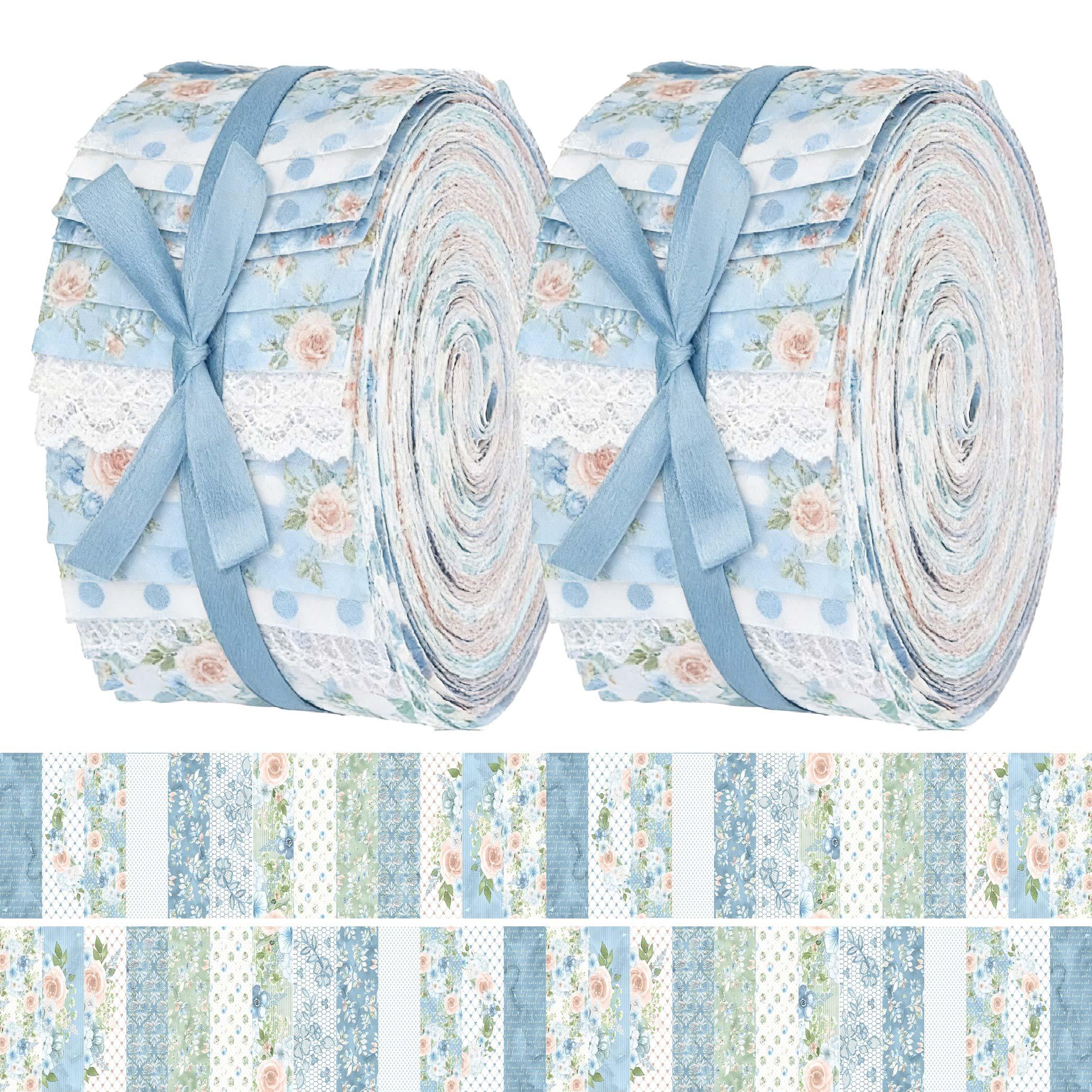 TEMU A Set Of 40 Pre-cut Fabric Pieces Measuring 6.5 By 50 Centimeters (2.55 By 19.7 Inches) In A Stylish Blue Color. This Sewing Kit Is Designed For