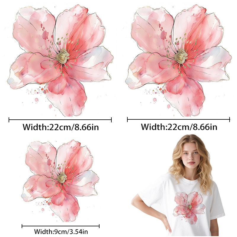 TEMU 3pcs High-definition Heat Transfer Stickers, Diy Iron-on Patches, Watercolor , Easy To Apply, , High Tear Resistance, Fade-resistant And