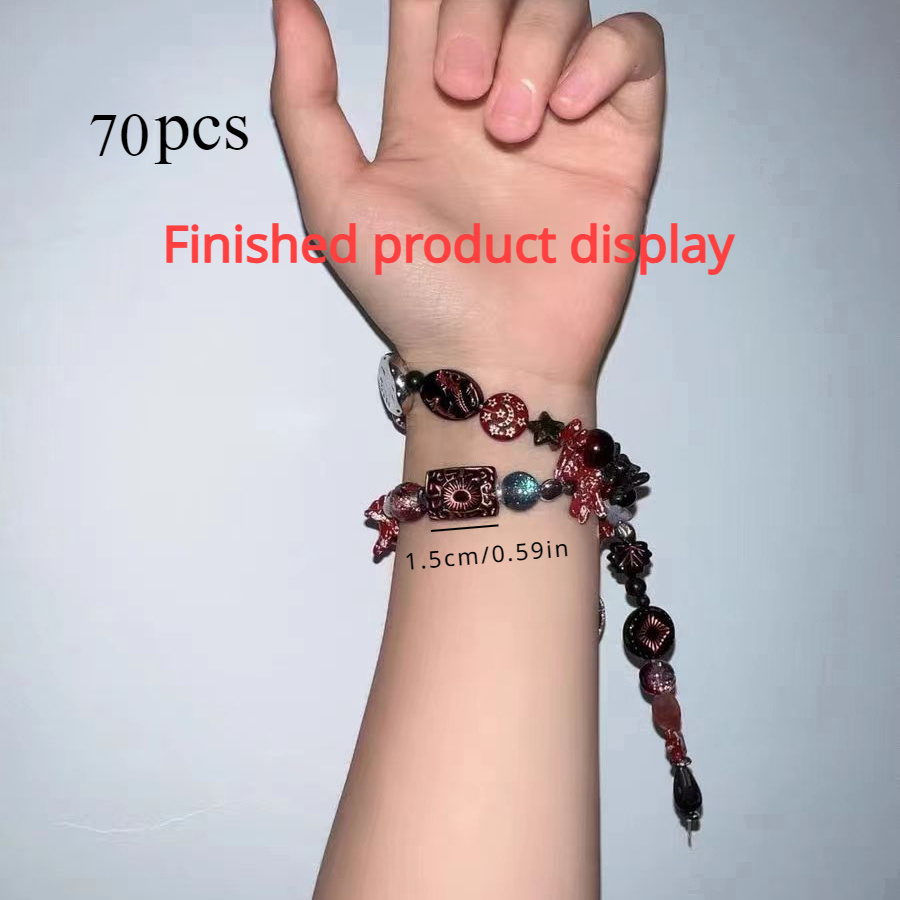 E-shop 70 Stk. dunkle Perlen im dunklen Gothic-Stil, unregelmäßig geformt, gemischt – inklusive einer Spule Draht, für 4-5 Armbänder, Halsketten oder
