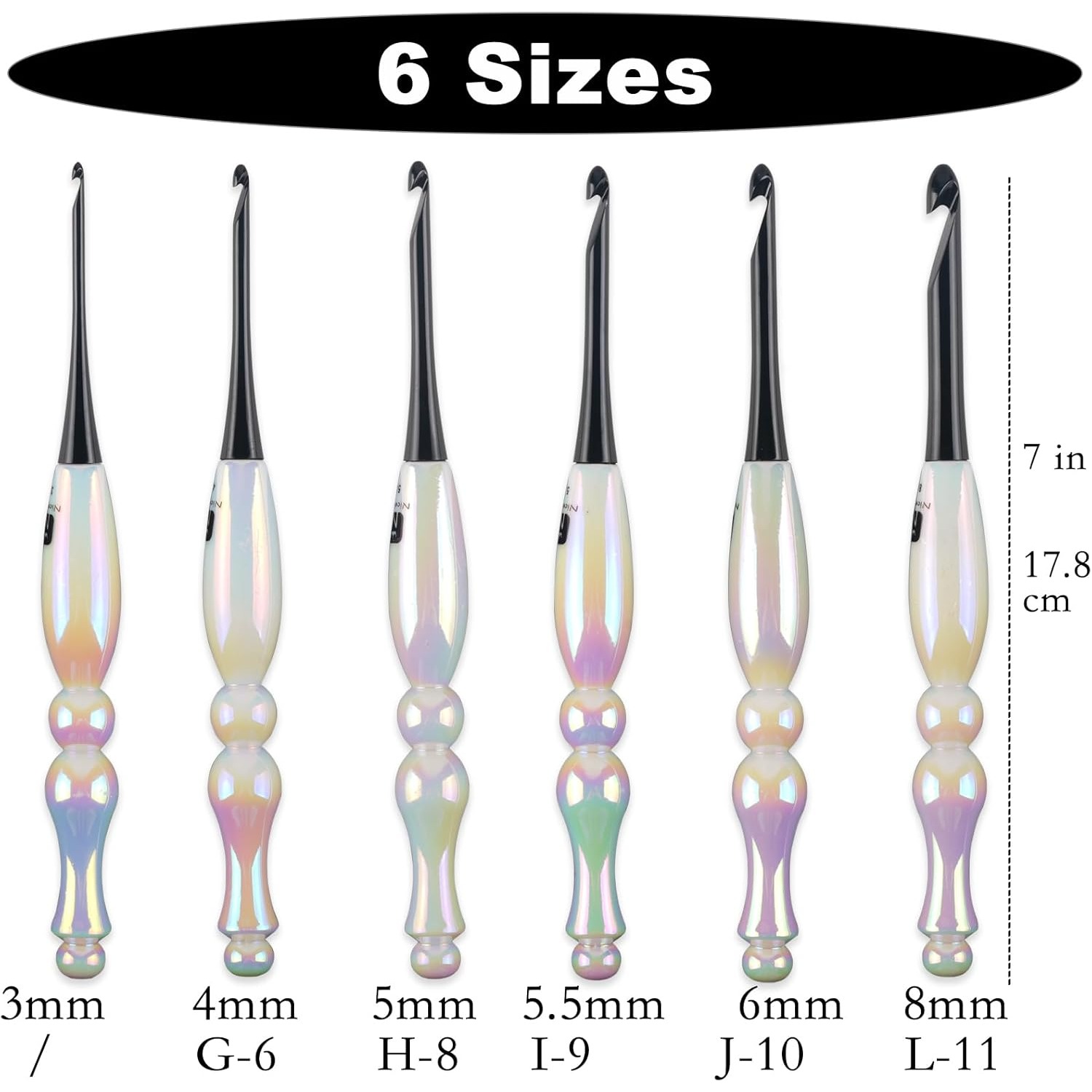 TEMU 6pcs Crochet Hooks Set, Different Ergonomic Crochet Needles With Handles, Grip Lightweight Crochet Hooks, Durable Knitting Tools For Beginners