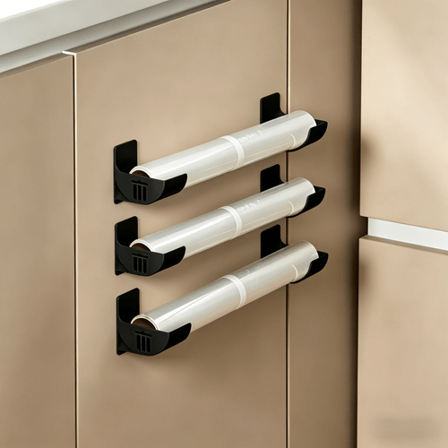 3 pairs wall mounted storage rack for cabinet kitchen organizer space saving holder for plastic wrap garbage bags and rolled items