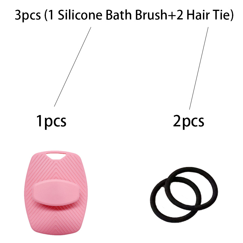 3pcs Set Silicone Bath Brush with Hair Ties
