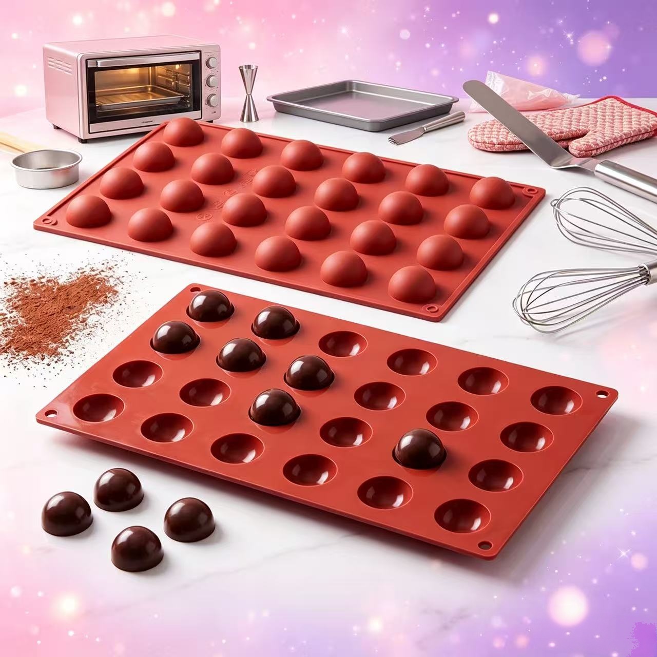 TEMU 1 pièce pour moules à gâteau spécialisés et fantaisie, moules à chocolat en silicone en demi-cercle, moules à glaçons, moules à pour bébé et