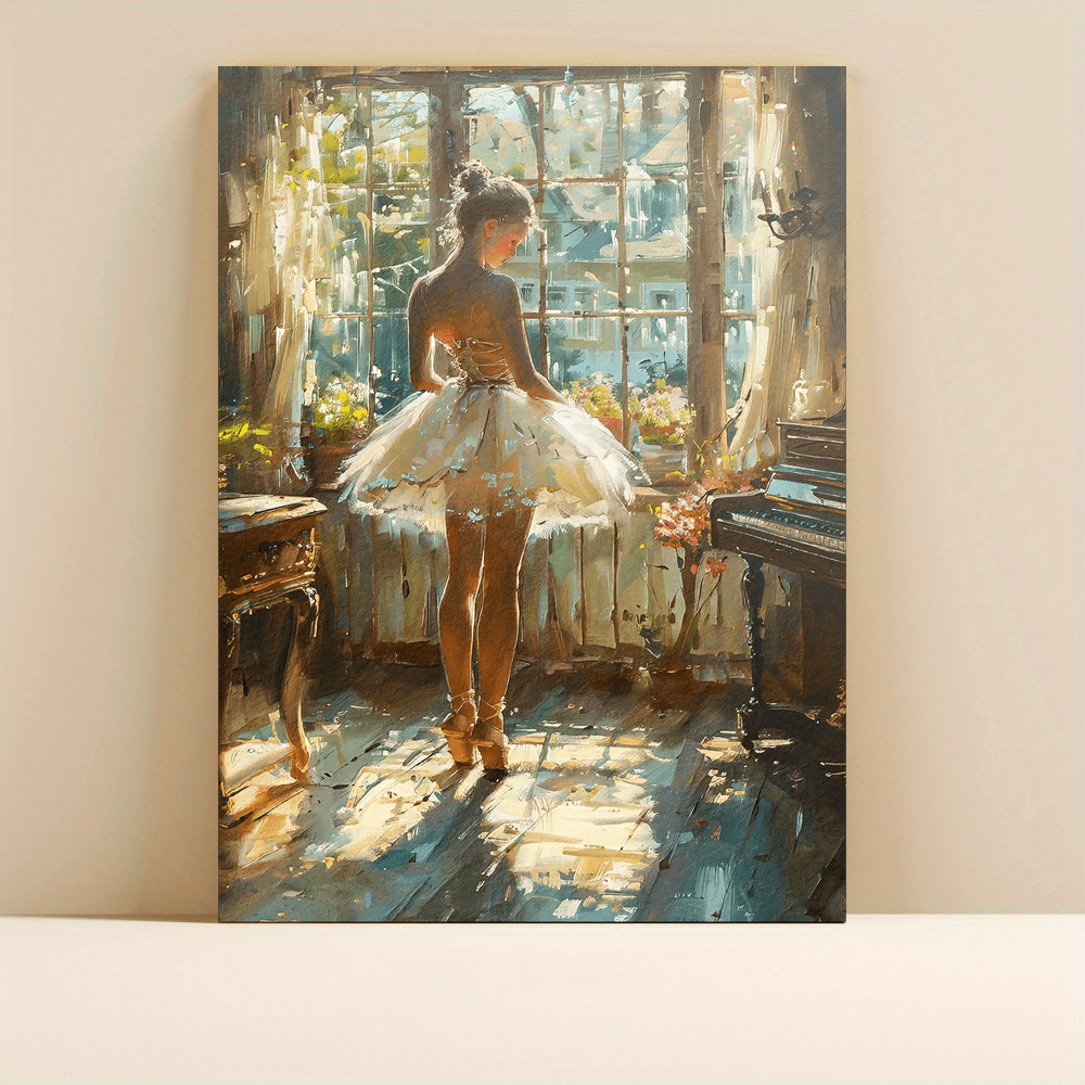 

2d 1pc Wooden Canvas Painting Elegant Ballerina In Room - Ballet Wall Art, Print, For Bedroom, Living Room, Classroom, Office, Hallway Decoration, 11.8x15.7 Inch