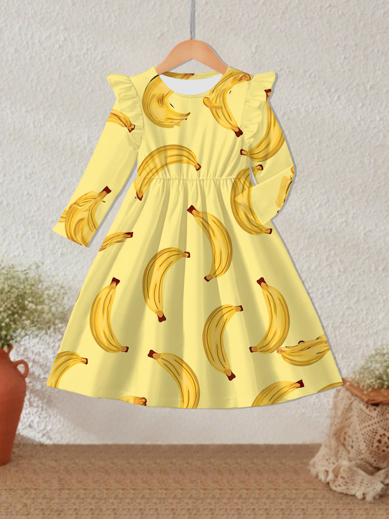 random print fantasy girls spring autumn winter ruffle long - Temu Oman