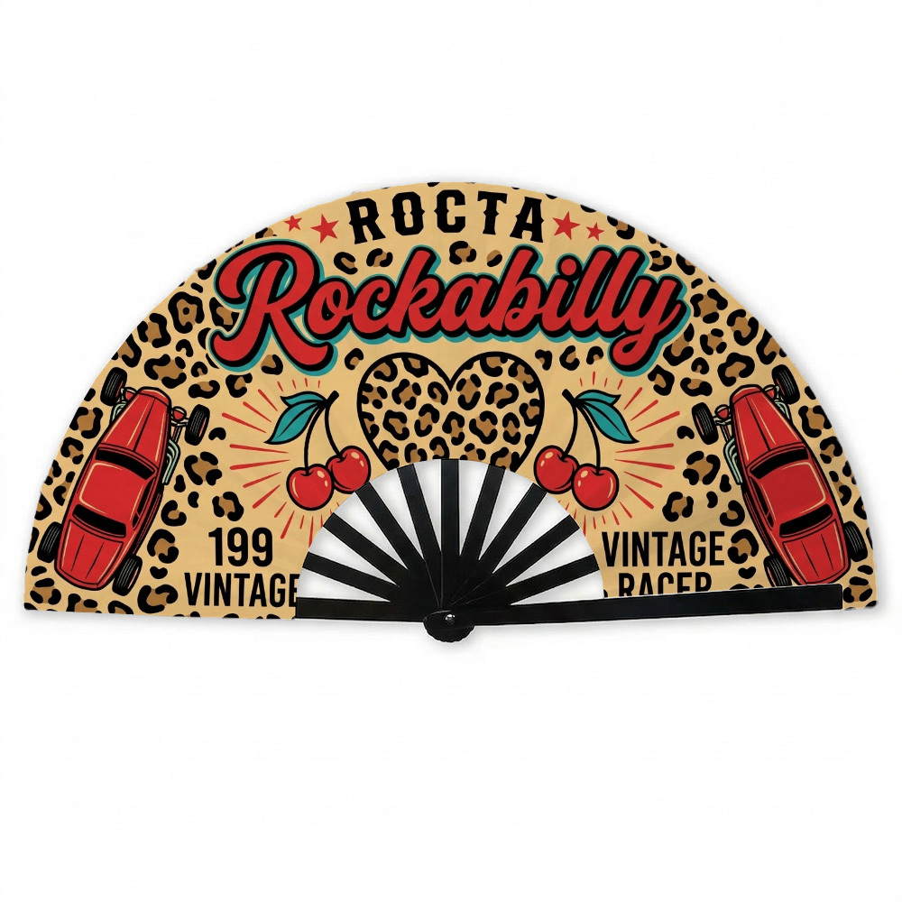 TEMU Éventail pliant 1 pièce, style rockabilly rétro à imprimé léopard, léger et parfait pour un ou des activités de , un accessoire de mode à motif