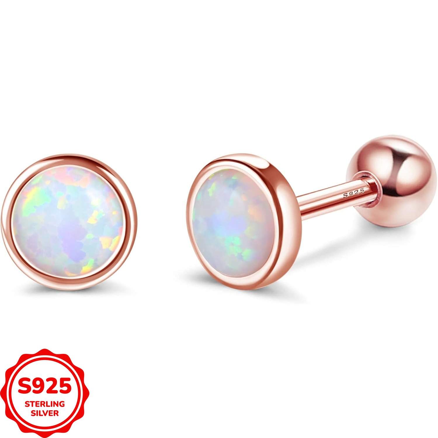 925 Sterling Silver Earrings Hypoallergenic Screwback Stud Earrings Cartilage Tragus Helix Stud Earrings Piercing Jewelry