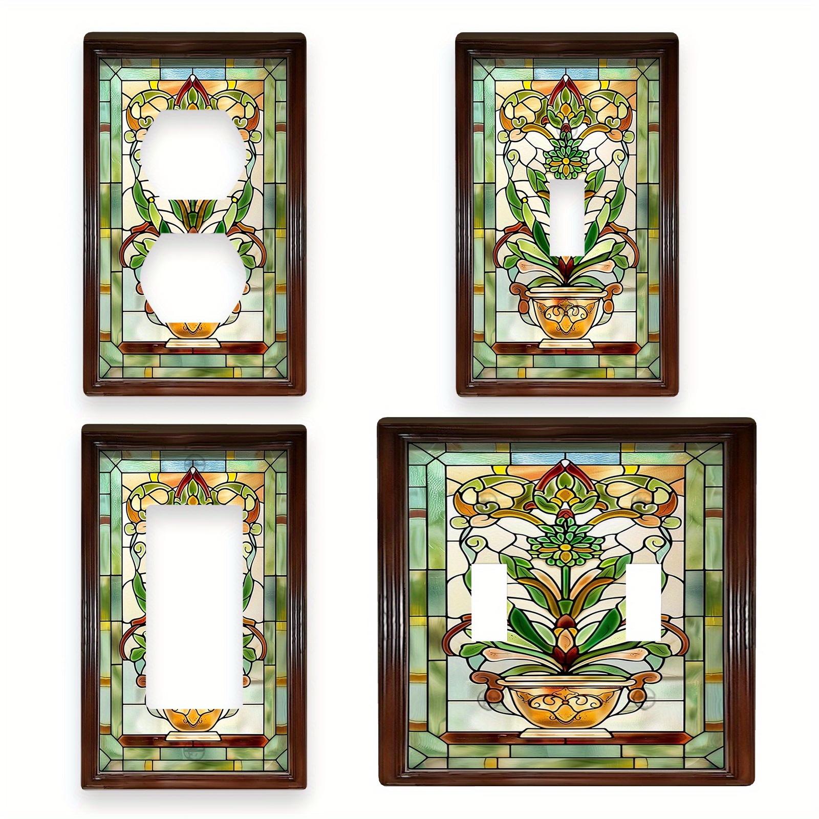 

Pack Of 1 Stained Glass Switch Plate Cover, Decorative Wall Plate For Light Switch Or Outlet, No Electricity Or Battery Needed, For Indoor Outdoor Bedroom Kitchen Home Bathroom Decor