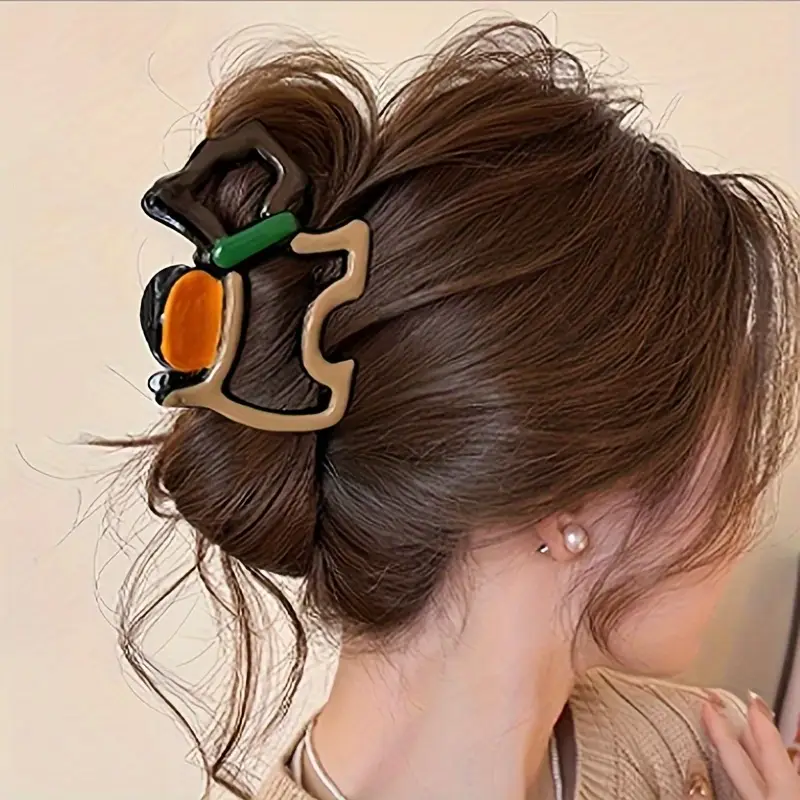 4pcs wave color block claw clip large hair clips for womens high end back head accessories Product details 3