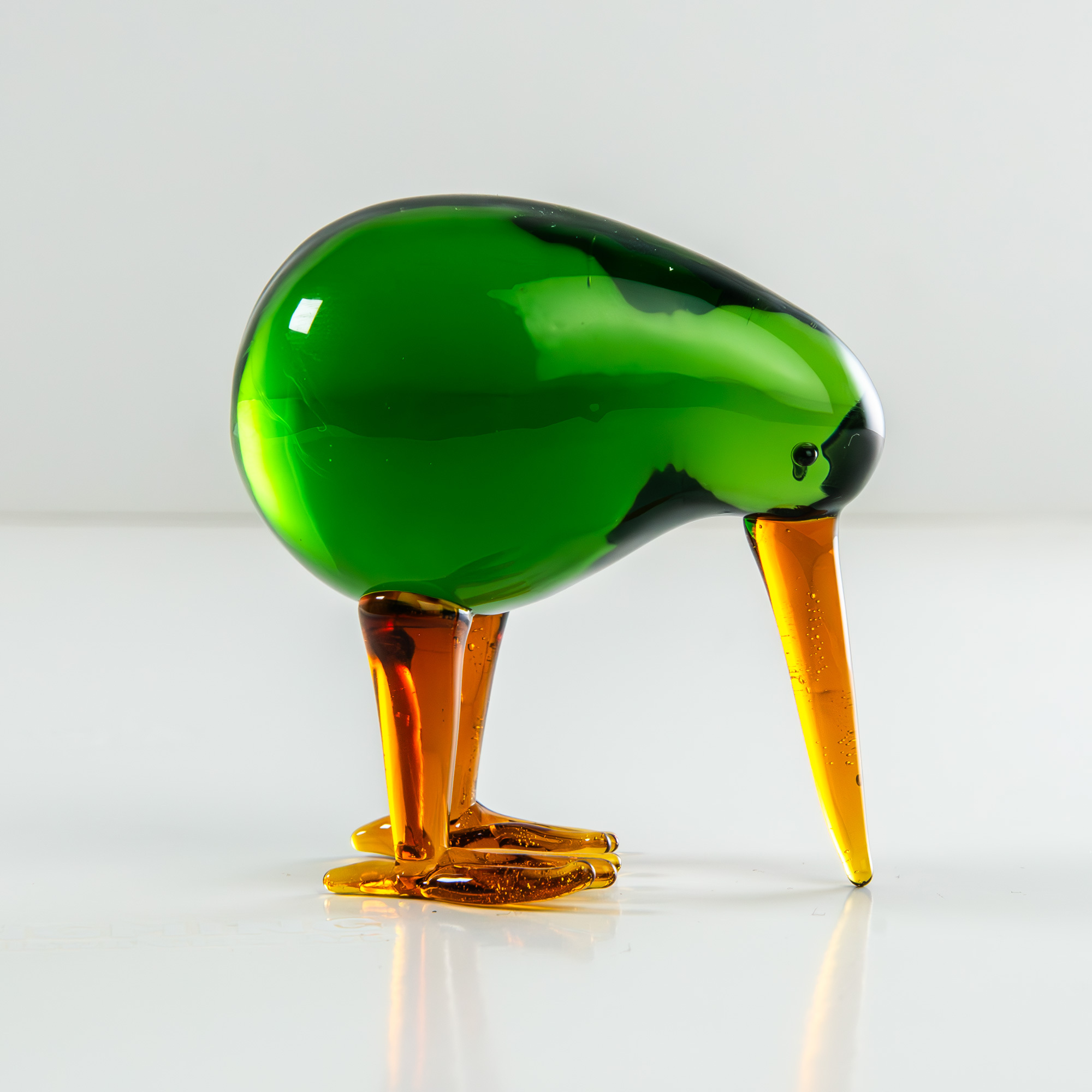 TEMU Figurines en verre artisanales Kiwi vert et oiseau | Statue à long bec, Ornement d'oiseau de -Zélande, Cadeau de décoration de bureau moderne ,