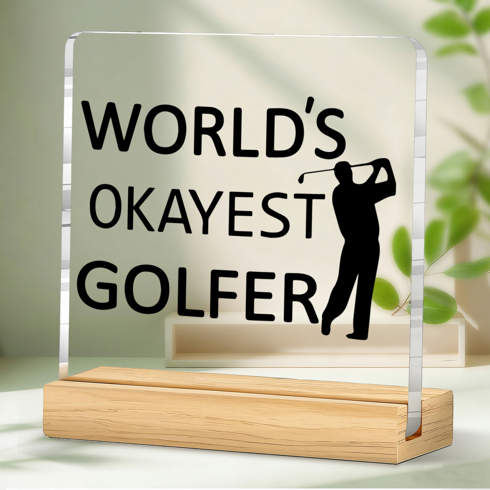 TEMU 2d Flat, 1pc Golfer Plaque - Contemporary Golf-themed Acrylic Award Suitable For Home/office Decor, Desk Display, Gift For Golfers, Players, -