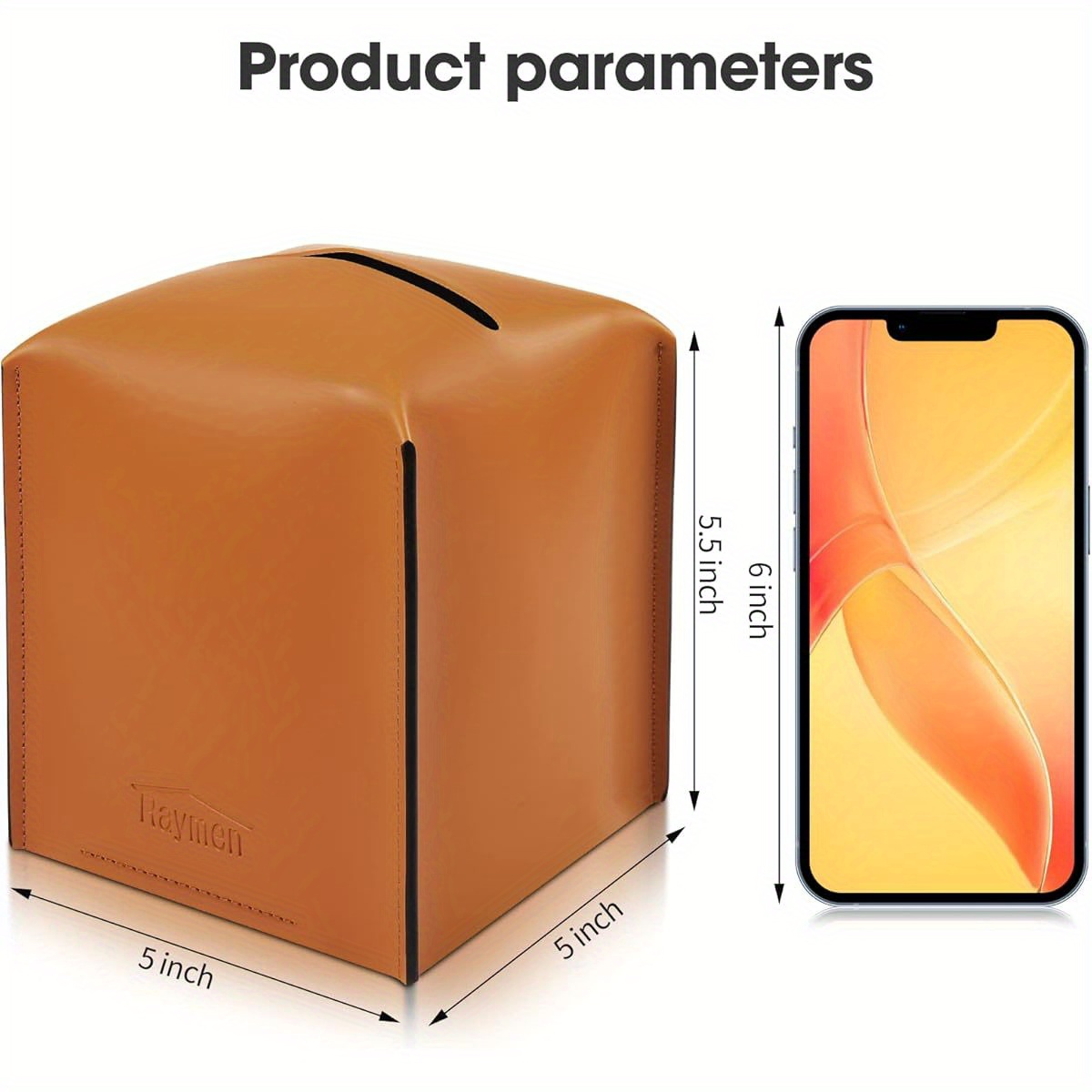 tissue box cover modern   leather square tissue box holder decorative holder organizer for bathroom vanity countertop night stands office desk car 5 x5 x5 3 tan Product details 5